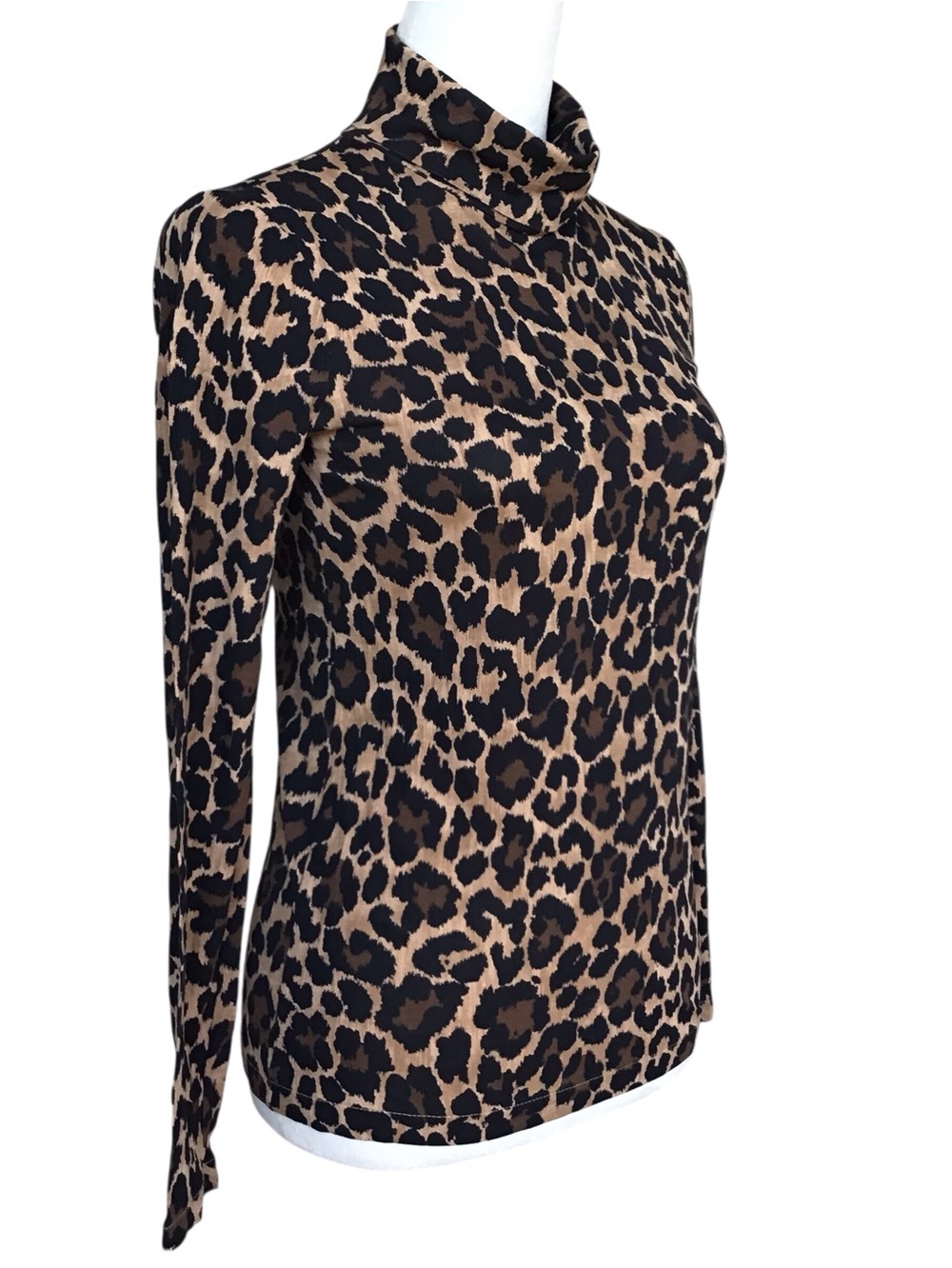 J Crew Leopard Print Turtleneck Long Sleeve Top Size XS NEW - Picture 3 of 9